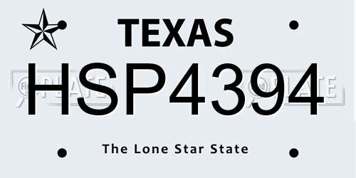 HSP4394 Texas License Plate