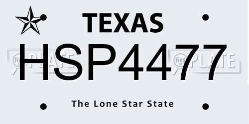 HSP4477 Texas License Plate