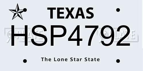 HSP4792 Texas License Plate