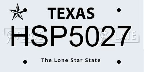 HSP5027 Texas License Plate