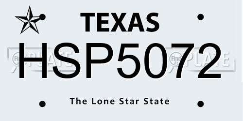 HSP5072 Texas License Plate