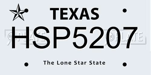HSP5207 Texas License Plate