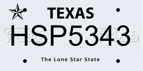 HSP5343 Texas License Plate