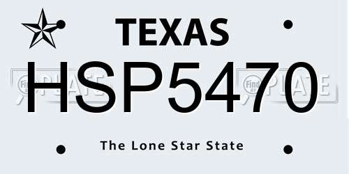 HSP5470 Texas License Plate