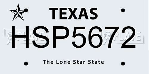HSP5672 Texas License Plate