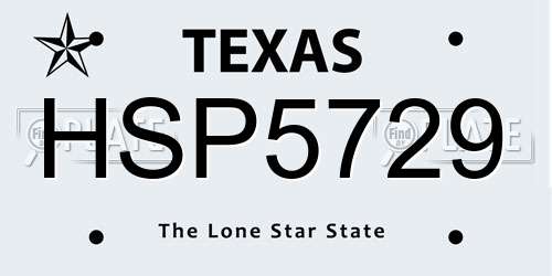 HSP5729 Texas License Plate