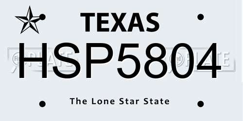 HSP5804 Texas License Plate