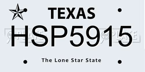 HSP5915 Texas License Plate