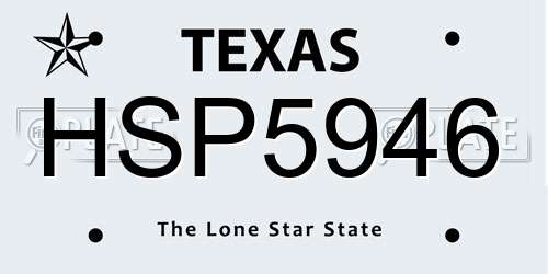 HSP5946 Texas License Plate