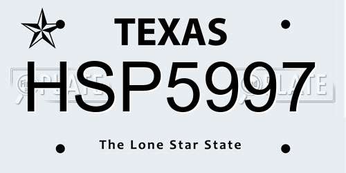HSP5997 Texas License Plate