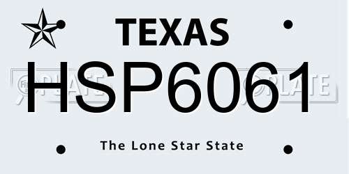 HSP6061 Texas License Plate