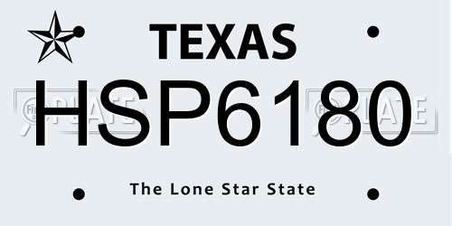 HSP6180 Texas License Plate