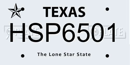 HSP6501 Texas License Plate