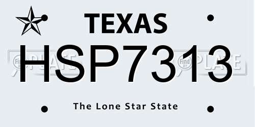 HSP7313 Texas License Plate