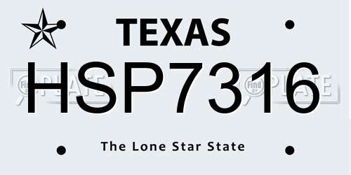 HSP7316 Texas License Plate