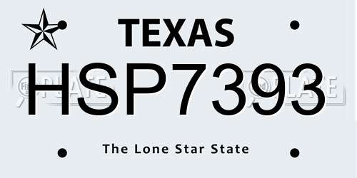 HSP7393 Texas License Plate