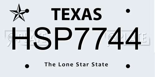 HSP7744 Texas License Plate