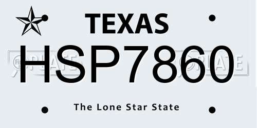 HSP7860 Texas License Plate