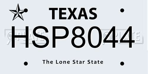 HSP8044 Texas License Plate