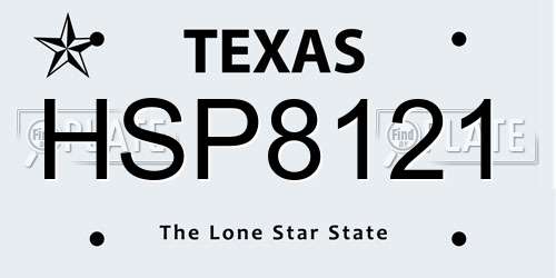 HSP8121 Texas License Plate