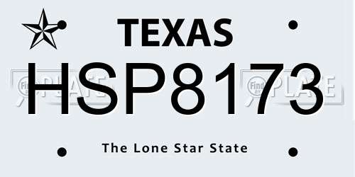 HSP8173 Texas License Plate