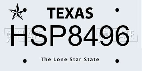 HSP8496 Texas License Plate