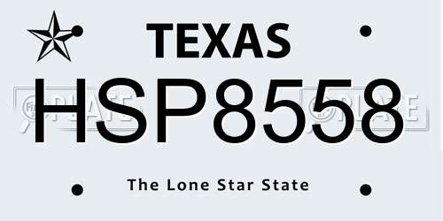 HSP8558 Texas License Plate