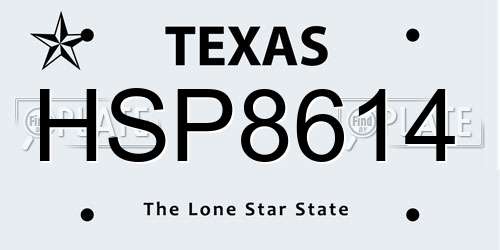 HSP8614 Texas License Plate