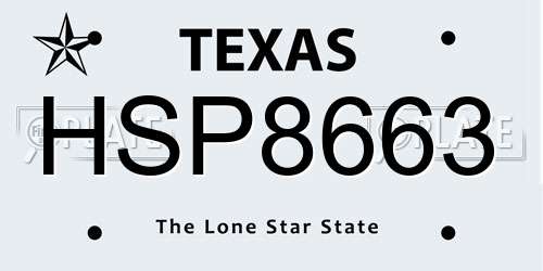 HSP8663 Texas License Plate