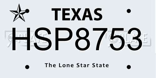 HSP8753 Texas License Plate