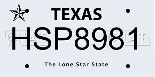 HSP8981 Texas License Plate