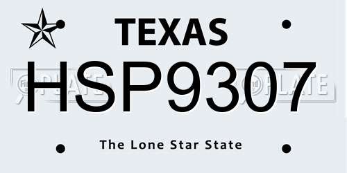 HSP9307 Texas License Plate