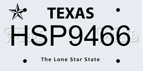 HSP9466 Texas License Plate