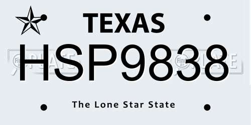 HSP9838 Texas License Plate