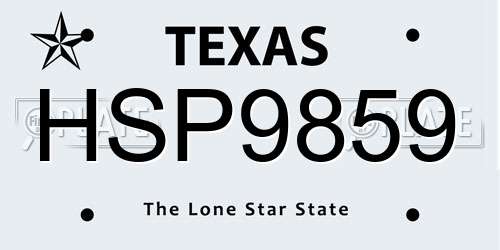 HSP9859 Texas License Plate