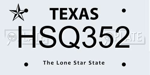 HSQ352 Texas License Plate