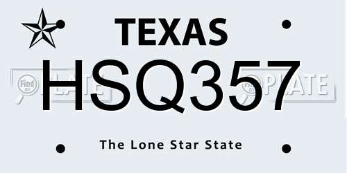HSQ357 Texas License Plate