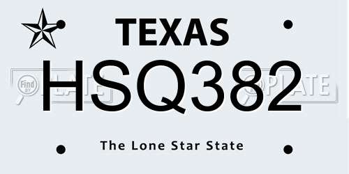 HSQ382 Texas License Plate