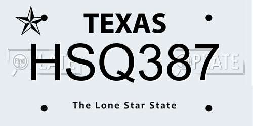 HSQ387 Texas License Plate