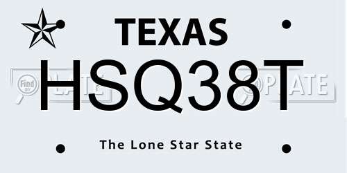 HSQ38T Texas License Plate
