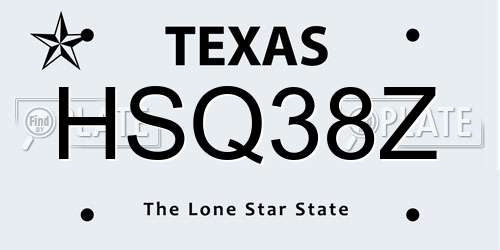 HSQ38Z Texas License Plate