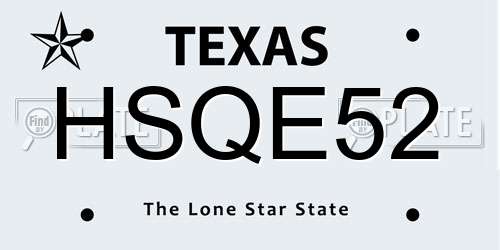 HSQE52 Texas License Plate