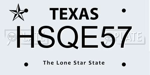 HSQE57 Texas License Plate