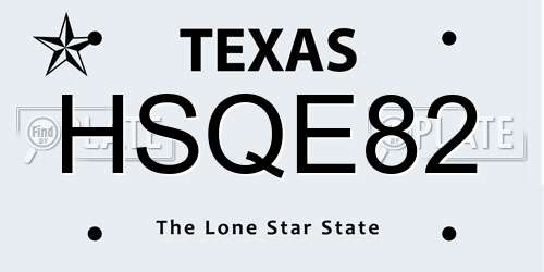 HSQE82 Texas License Plate