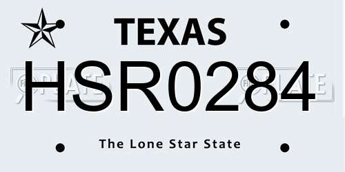 HSR0284 Texas License Plate
