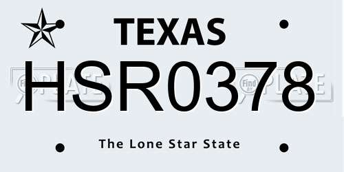 HSR0378 Texas License Plate