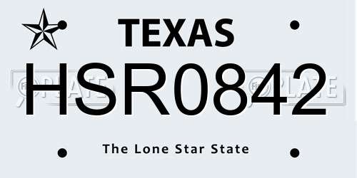 HSR0842 Texas License Plate
