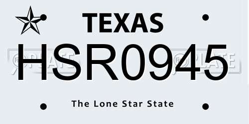 HSR0945 Texas License Plate