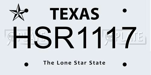 HSR1117 Texas License Plate