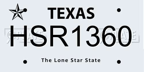 HSR1360 Texas License Plate